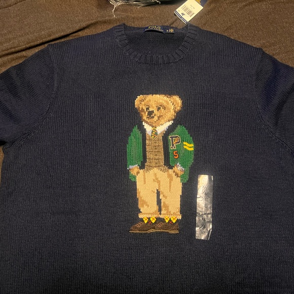 *BRAND NEW* Polo Ralph Lauren Crew Neck Polo Bear Sweater - Navy - Size: XL - Picture 1 of 3